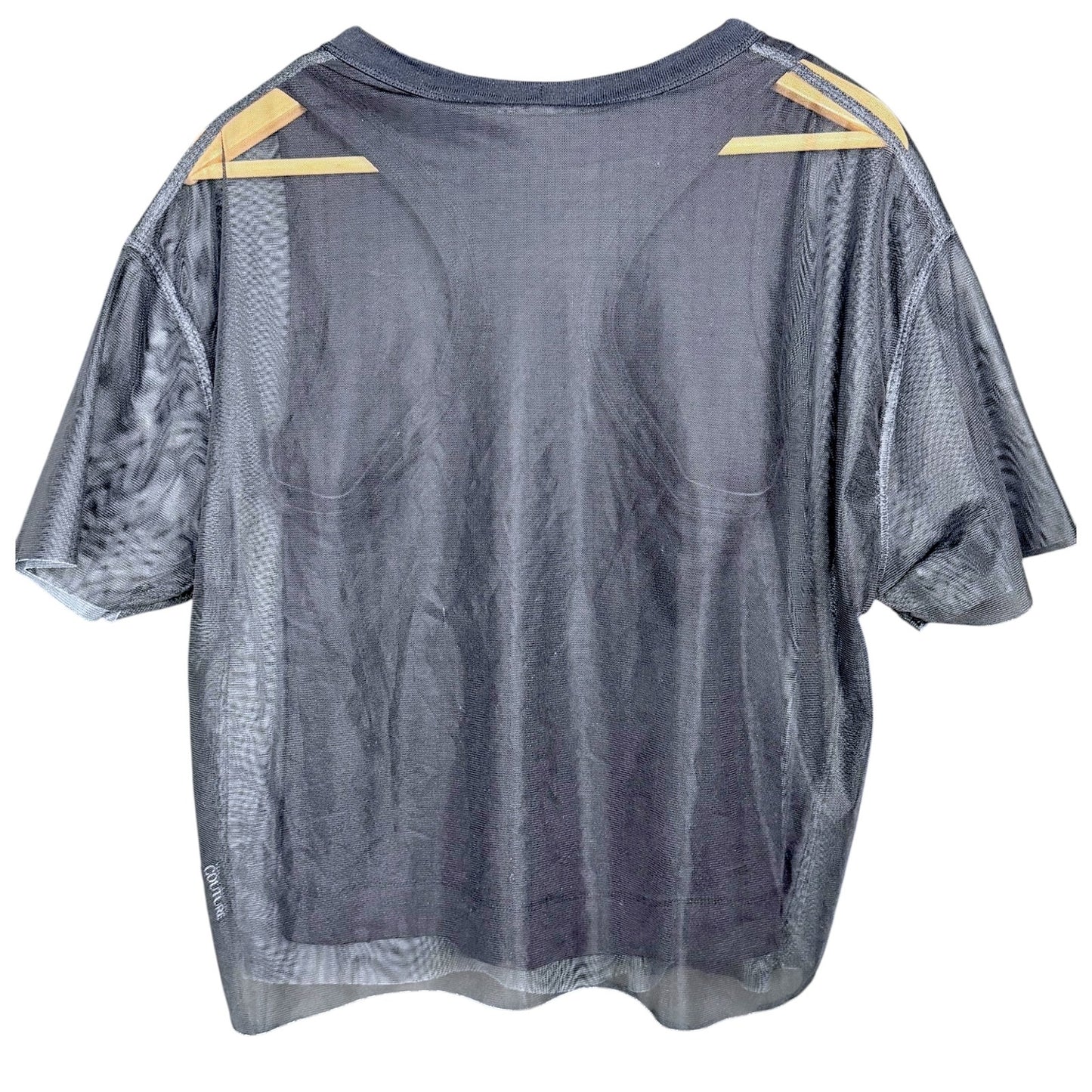 Versace Jeans Couture Women's Medium Mesh Over Tank Top Graphic T-Shirt Blouse
