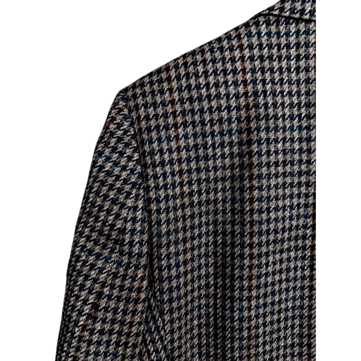 Vintage Men's Burberrys London 100% Tweed Wool Brown Houndstooth Blazer 42R