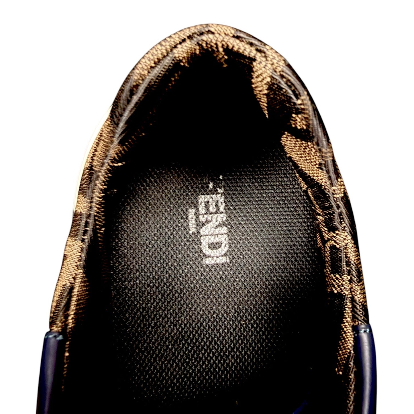 Fendi FF Navy Blue Monogram Logo Motif Low Top Leather Sneakers - $890 Retail