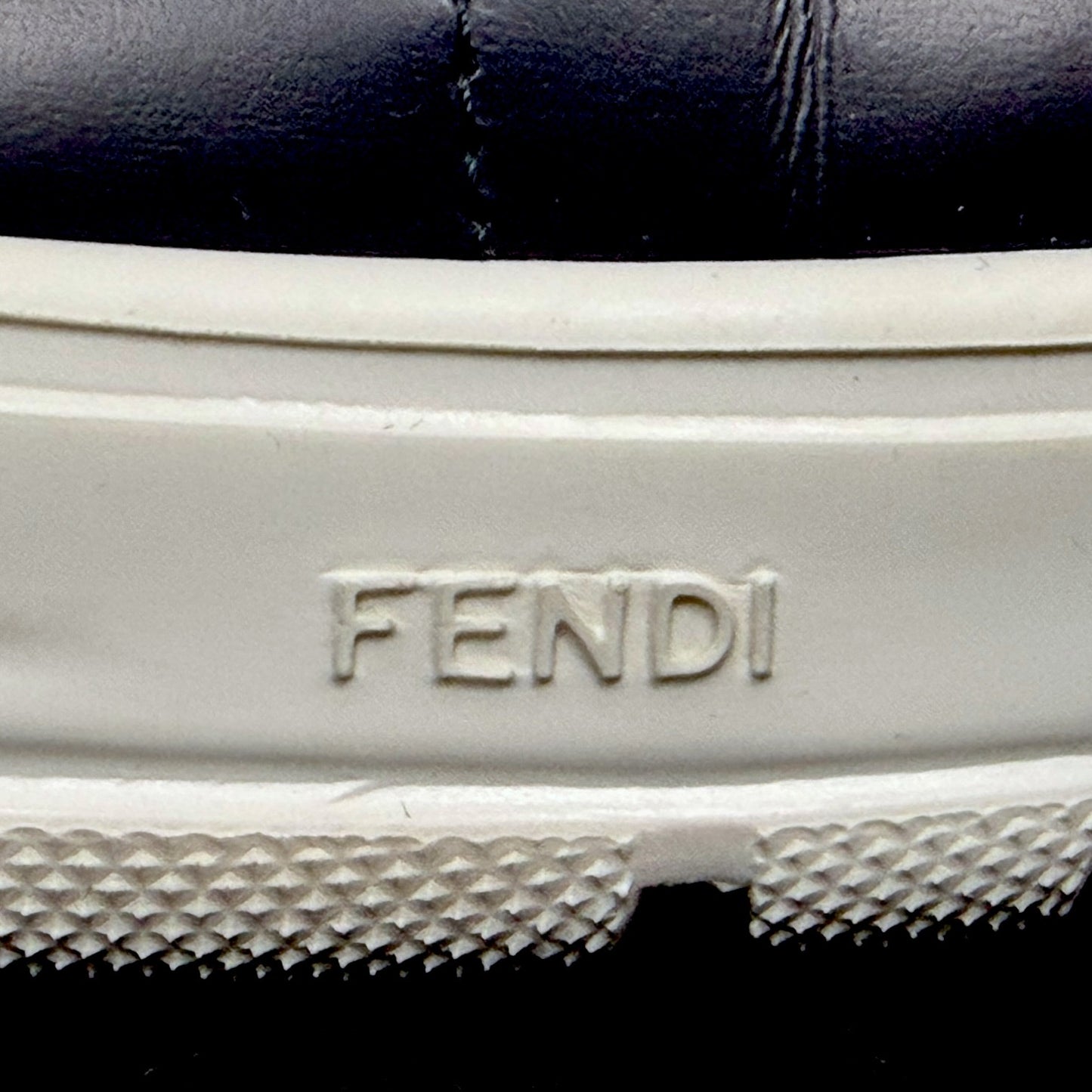 Fendi FF Navy Blue Monogram Logo Motif Low Top Leather Sneakers - $890 Retail