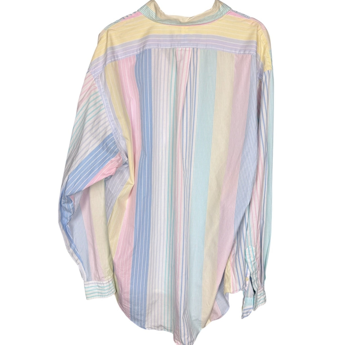 Vintage Polo Ralph Lauren Pastel Striped Men's XL L/S Golf Emblem Tilden Shirt