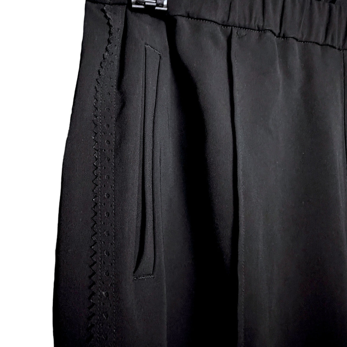 08Sircus Japan Black Wide Leg Elastic Waist Black Women's Pants $300 Retail