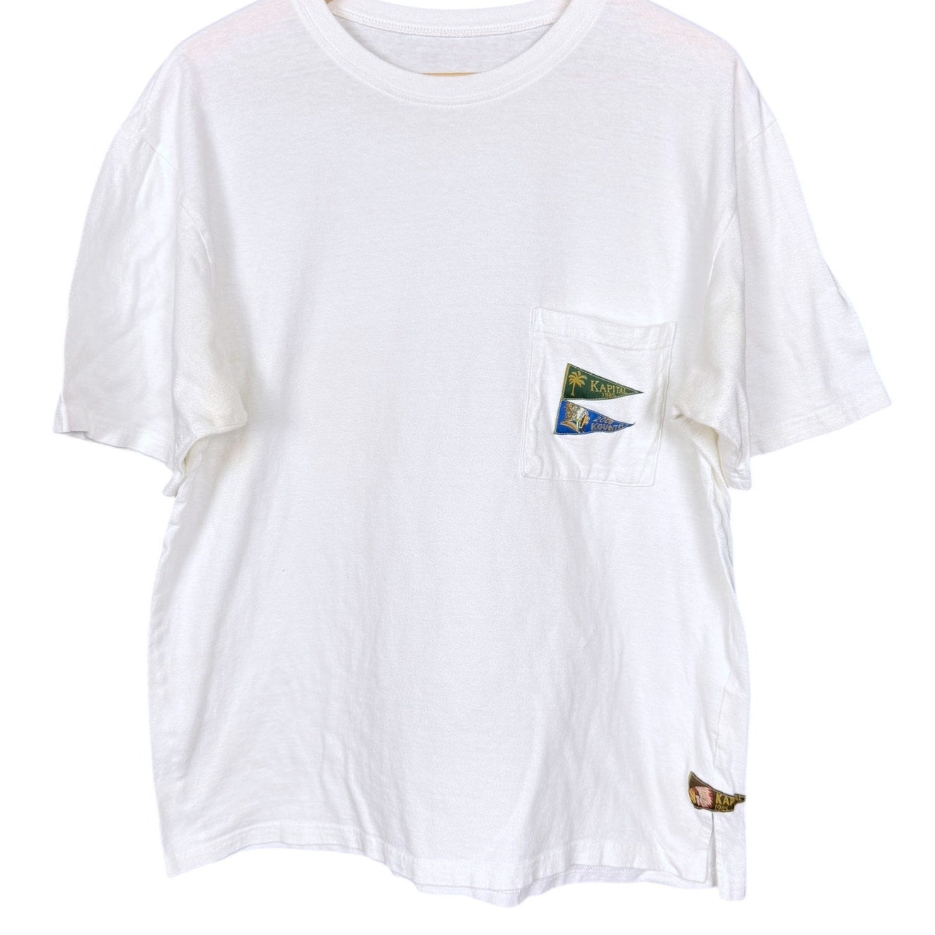 Kapital Pennant Flags Men's Medium White Boxy Pocket T-Shirt Japan Streetwear