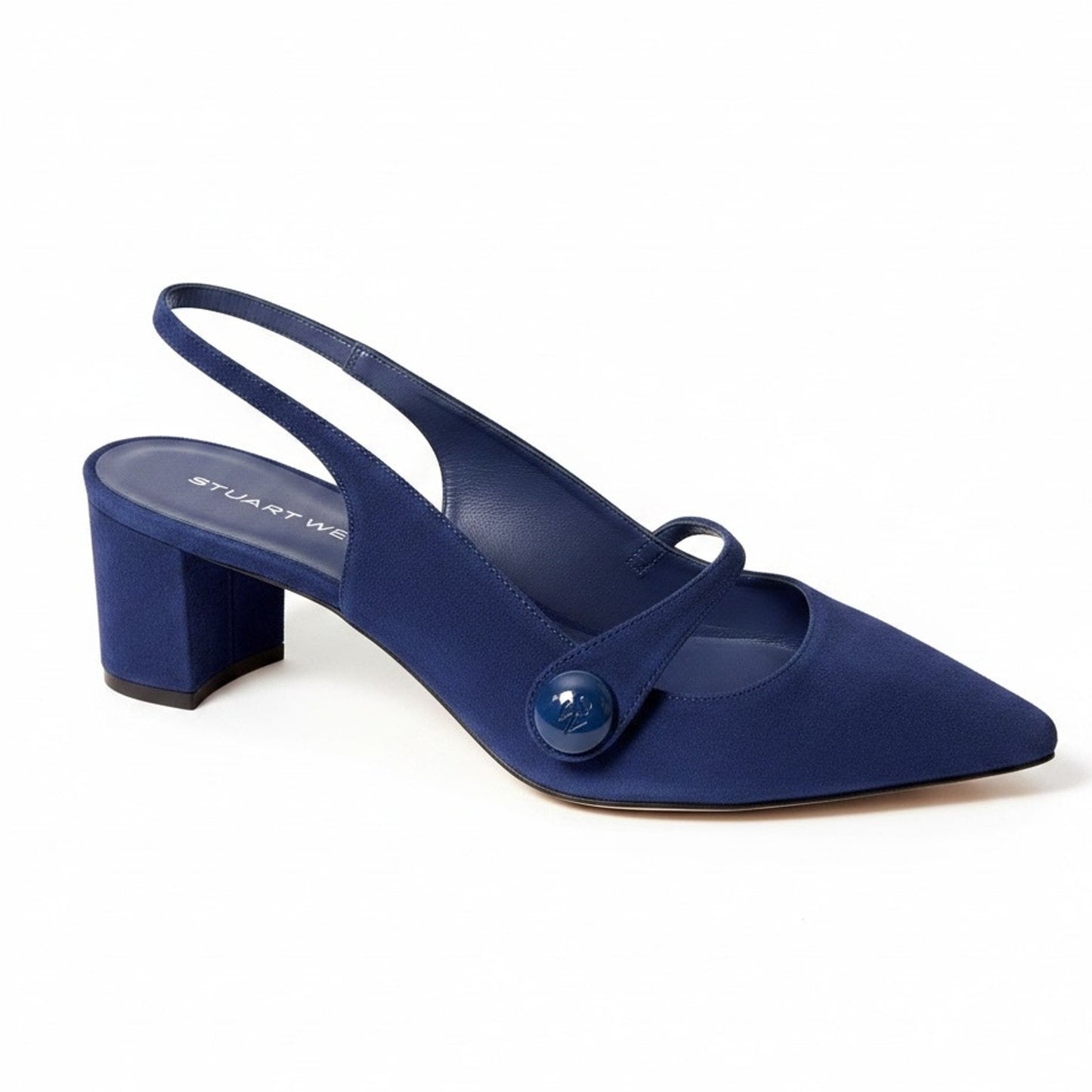 Stuart Weitzman SW Block Navy Blue Slingback Pumps Heels 10.5B New Unworn