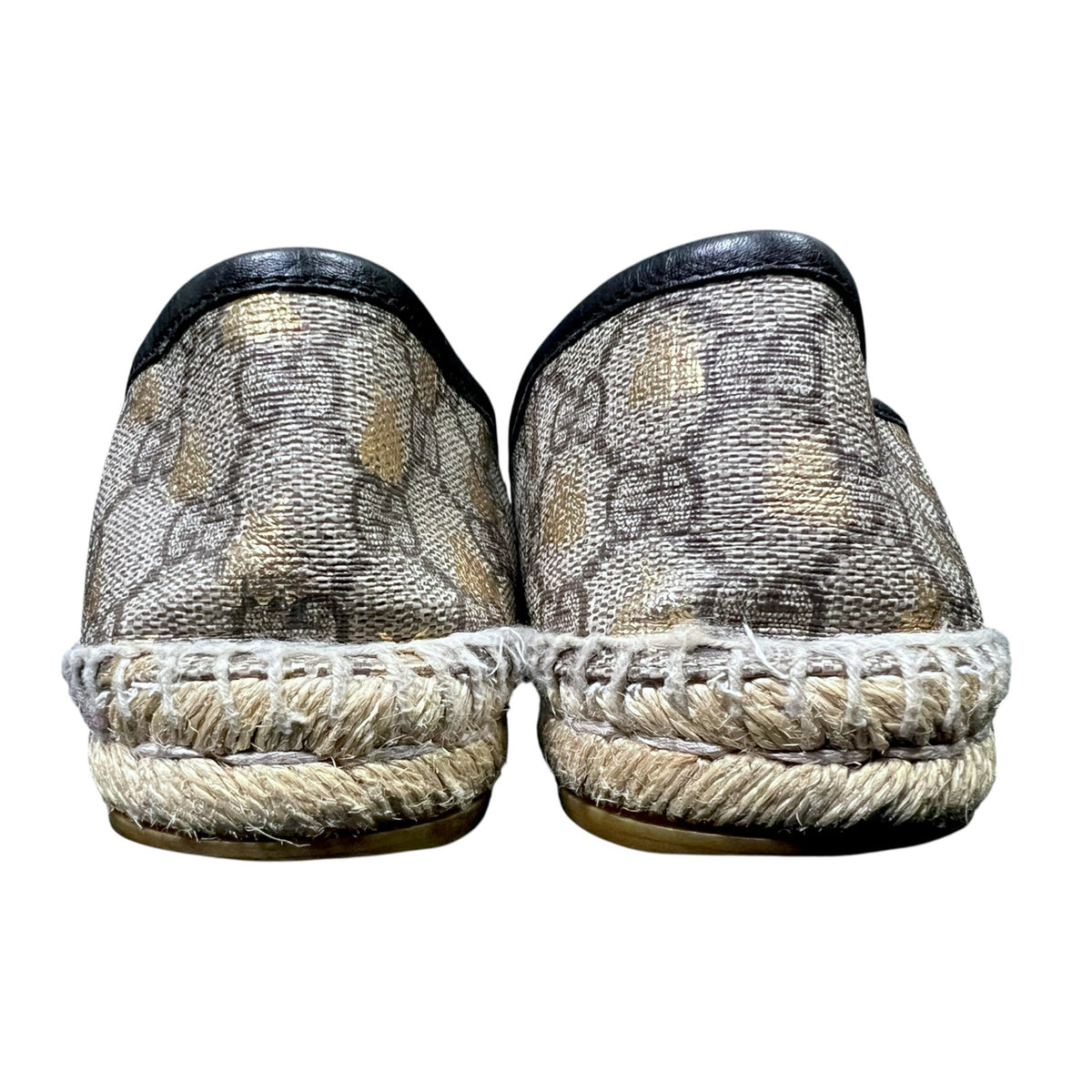 Gucci Supreme Monogram Gold Bees Print Flats Espadrilles EU 37 US W6.5 Luxury