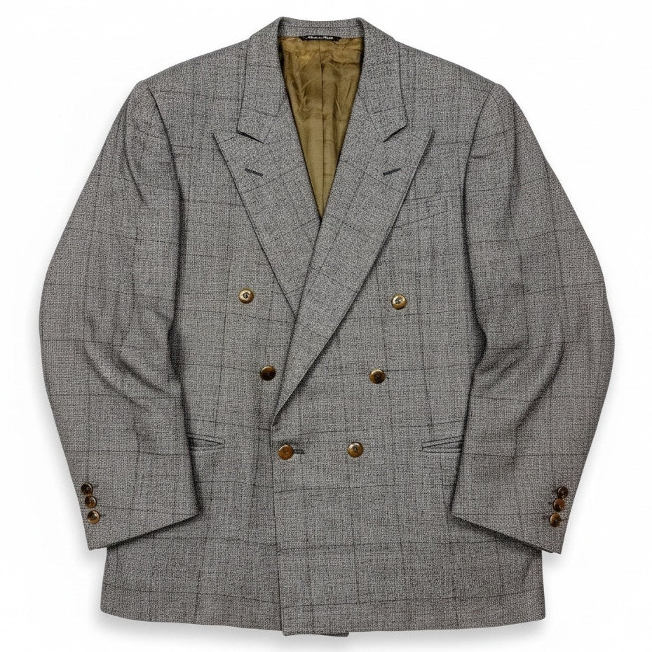 Vintage Canali Proposta Blazer Mens 46R Gray Wool Double Breasted Made in Italy