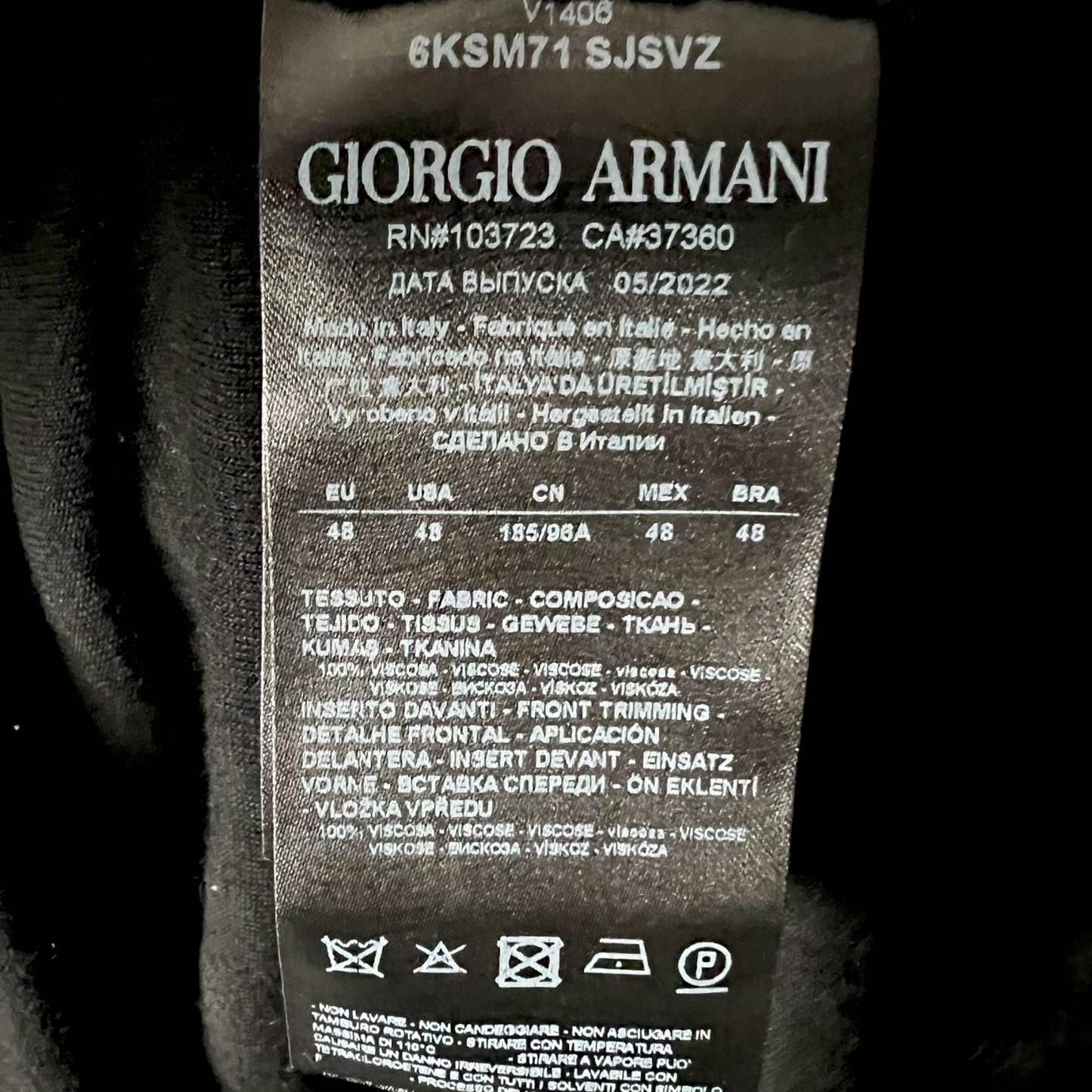 Giorgio Armani Black Terry Logo T-Shirt - $1,100 Retail