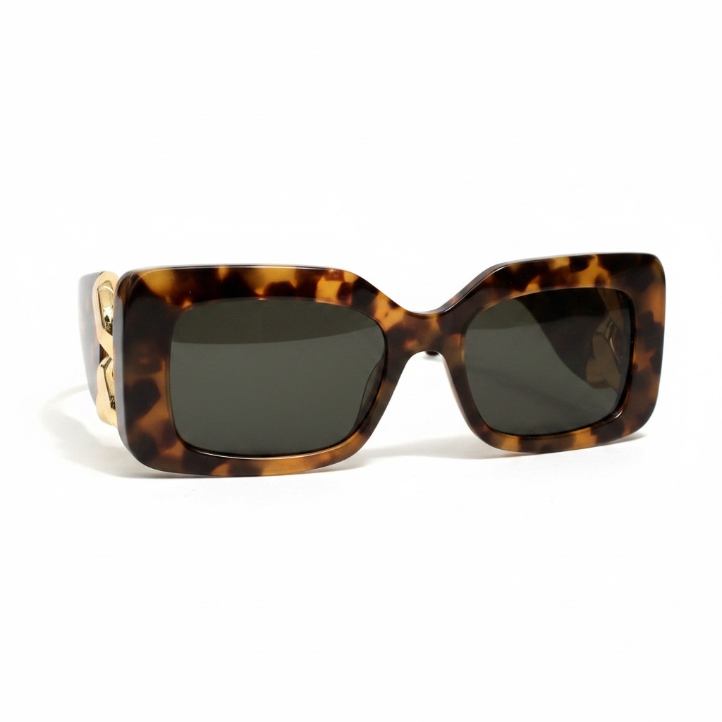 Stella McCartney Women's Brown Tortoise Shell Gold Chain 54mm Sunglasses Summer