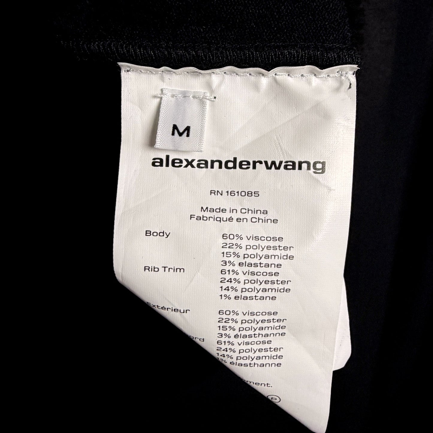 Alexander Wang Women's Medium Black Mock Neck Short Sleeve Cropped Black Top