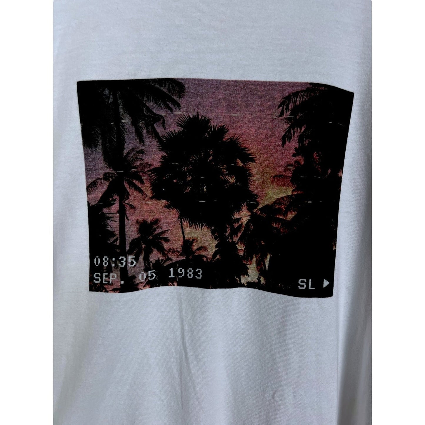 Saint Laurent Paris Women's Small Distressed Palm Tree VHS T-Shirt $430 Retail
