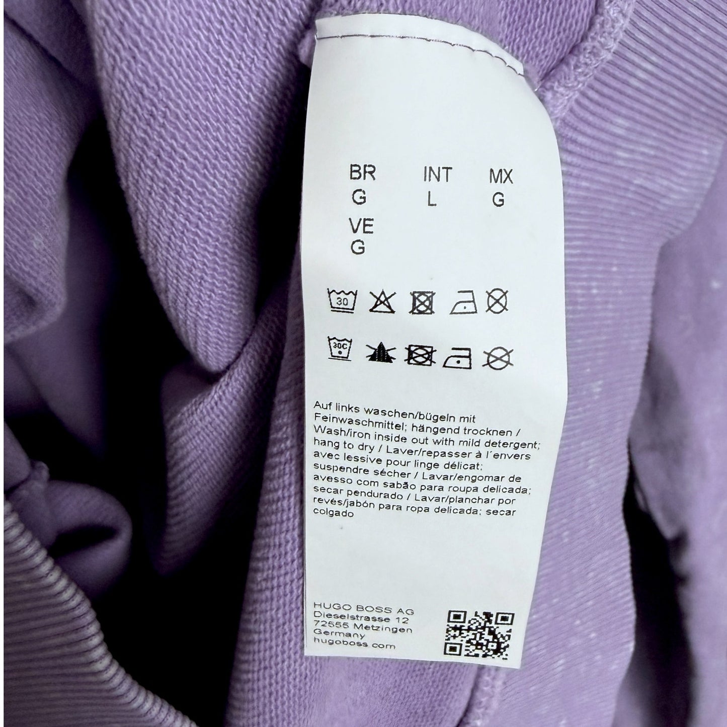 Hugo Boss Men's Large Daratschi Logo Patch Hoodie Light Purple Hoodie $148