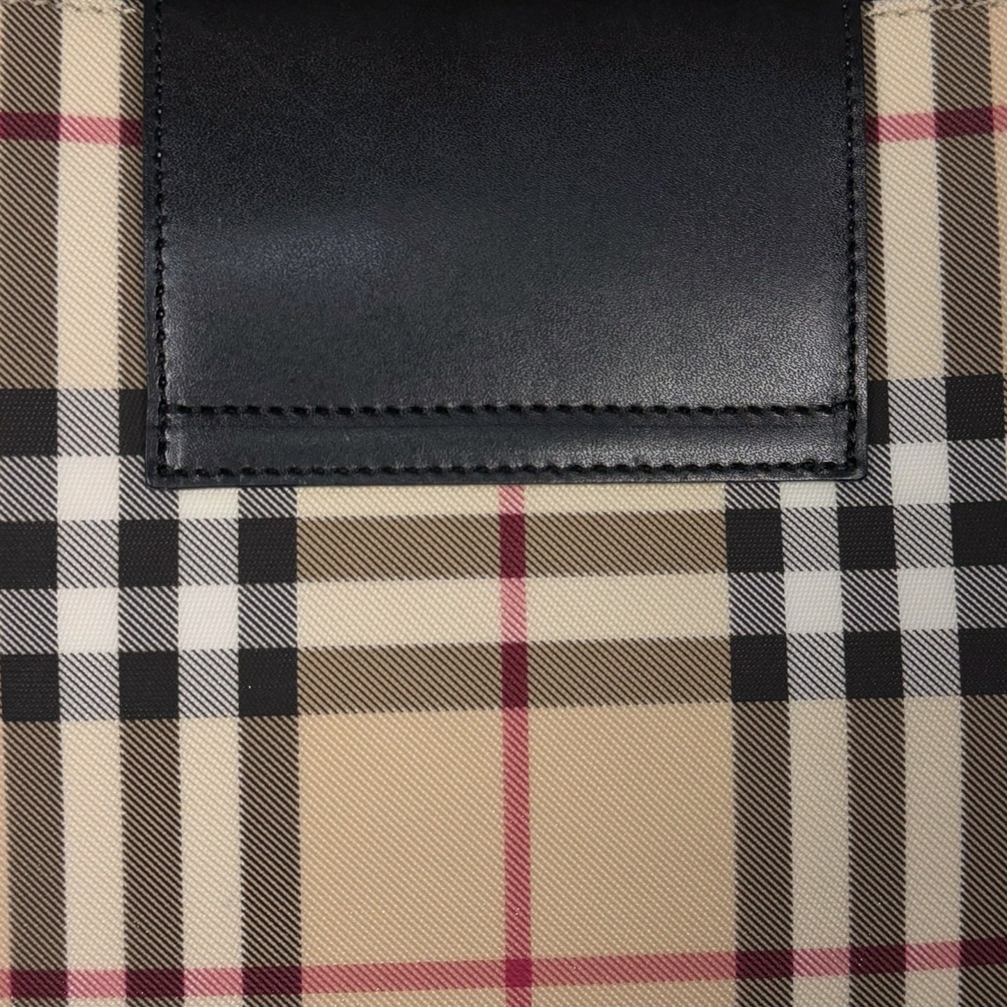 Burberry Nova Check Top Handle Bag Purse Silver Metal Leather Trim Luxury