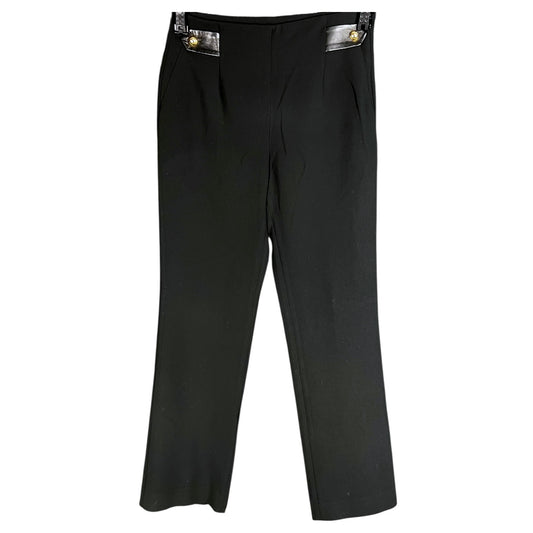 Sandro Paris Black Flared Leg Pants Trousers with Gold Button Accents