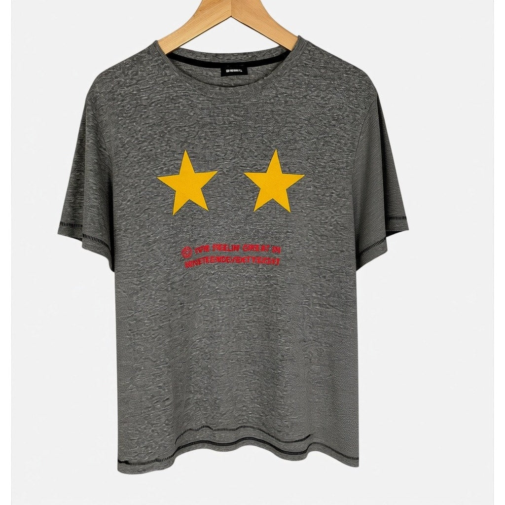 Diesel Star Patch Feelin' Great in 1978 Gray & Yellow Men's Small T-Shirt Casual