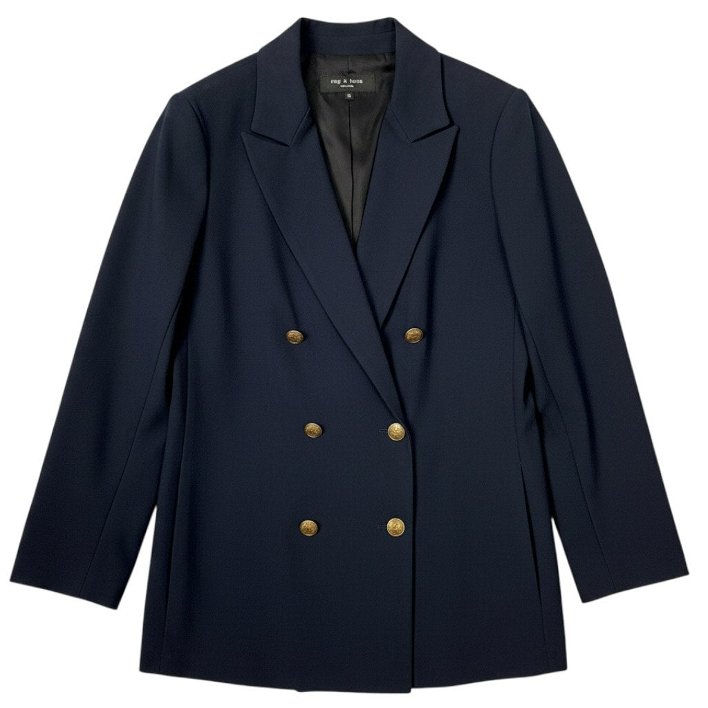 Rag & Bone Navy Blue NYX Women's 10 Double Breasted Blazer NWT $495 Office