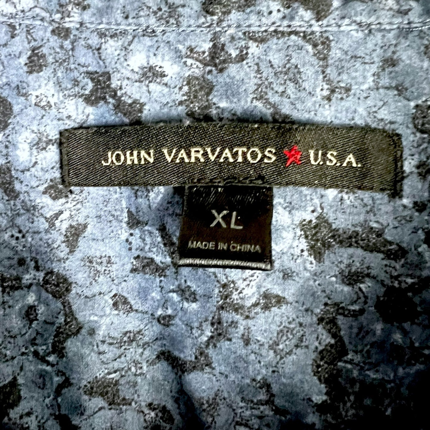 John Varvatos USA Mens XL Blue Floral S/S Button Up Casual Shirt Vacation Summer