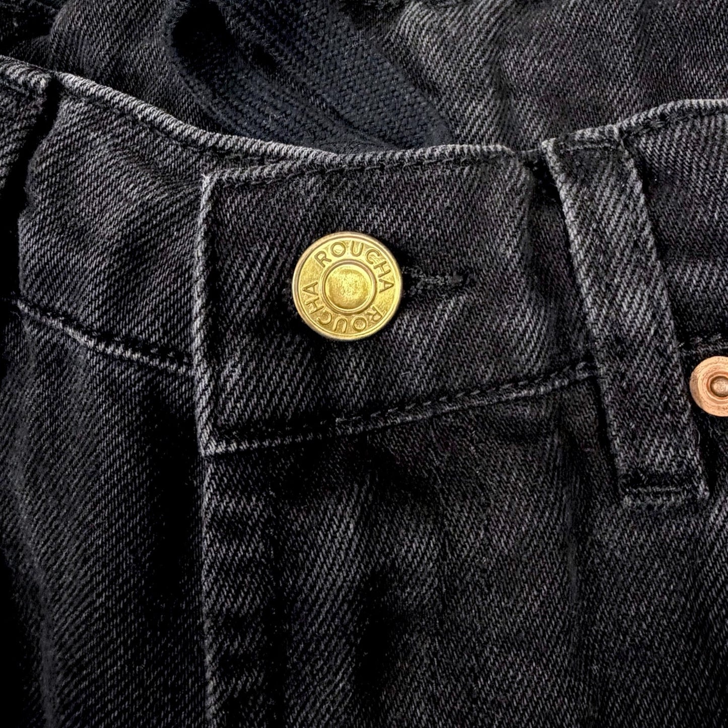Roucha Dessau Washed Black Wide Leg Crop Denim BB Medium 6-8 Cropped Jeans Pants