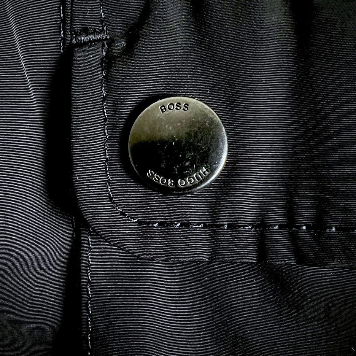 Hugo Boss Men's Black Field Jacket Military Utility Coat Pocket Zip Snap 42R