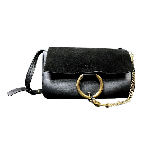 Chloe Faye Small Black & Gold Handpag with Shoulder Strap - $1,350 Retail