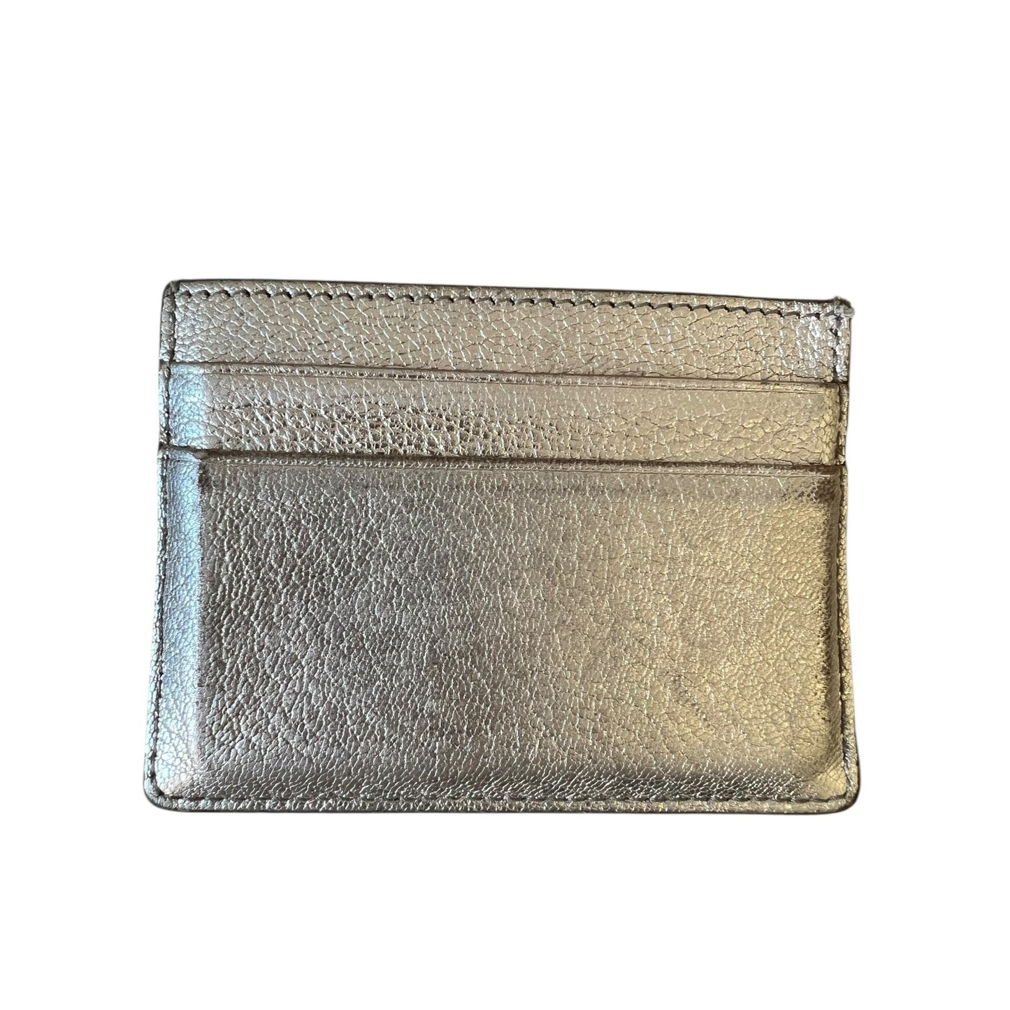 Balenciaga Logo Metallic Leather Card Case / Card Holder - $370 Retail