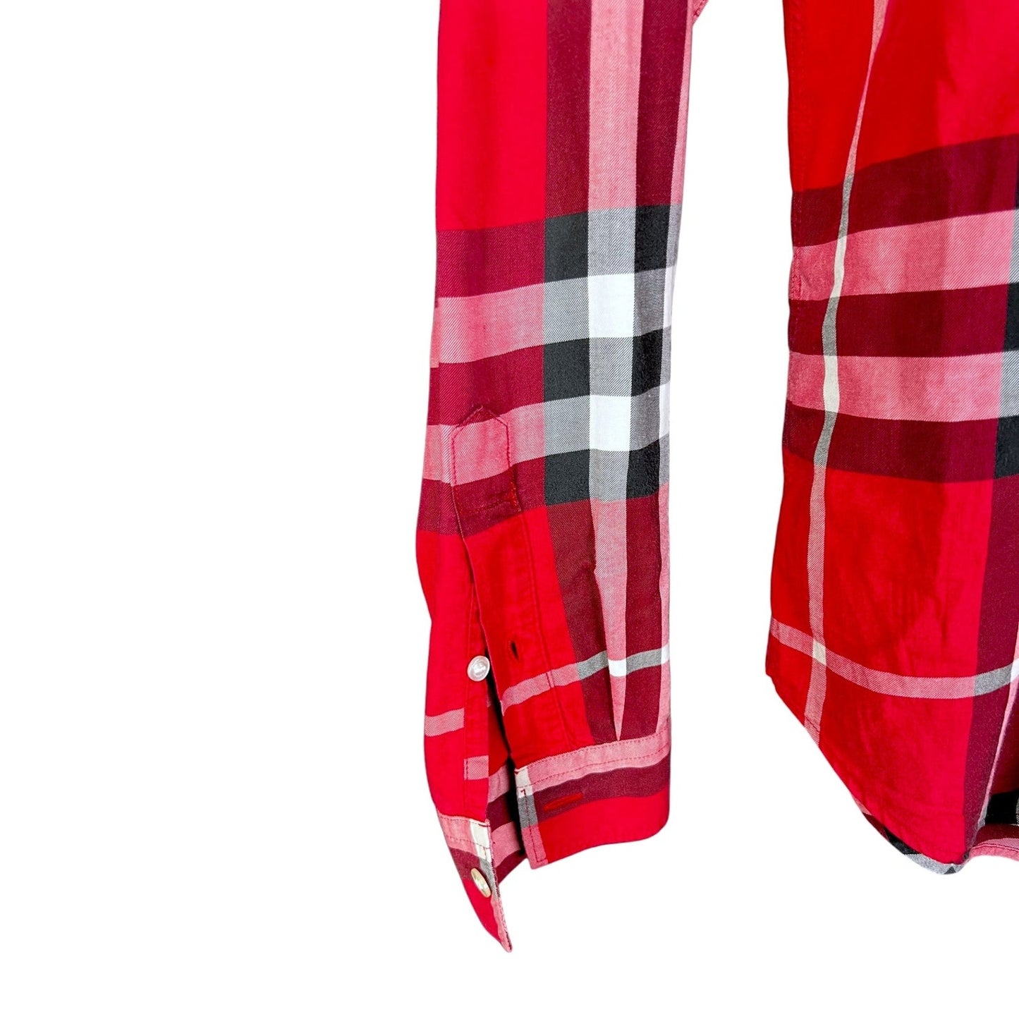 Burberry Brit Red Classic Check Print Men's Medium Button-Down Shirt Preppy Lux