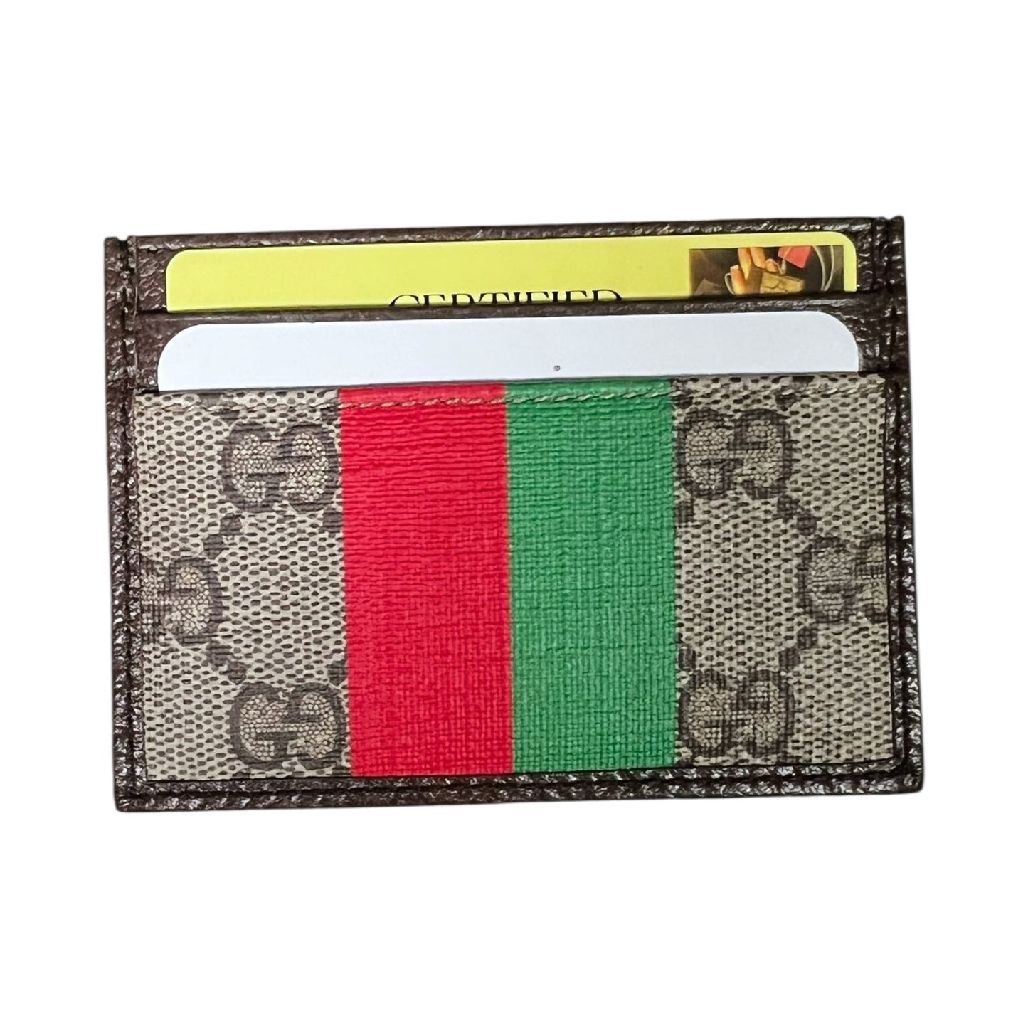 Gucci Tiger GG Monogram Card Case Red Brown Spellout Striped Luxury New in Box