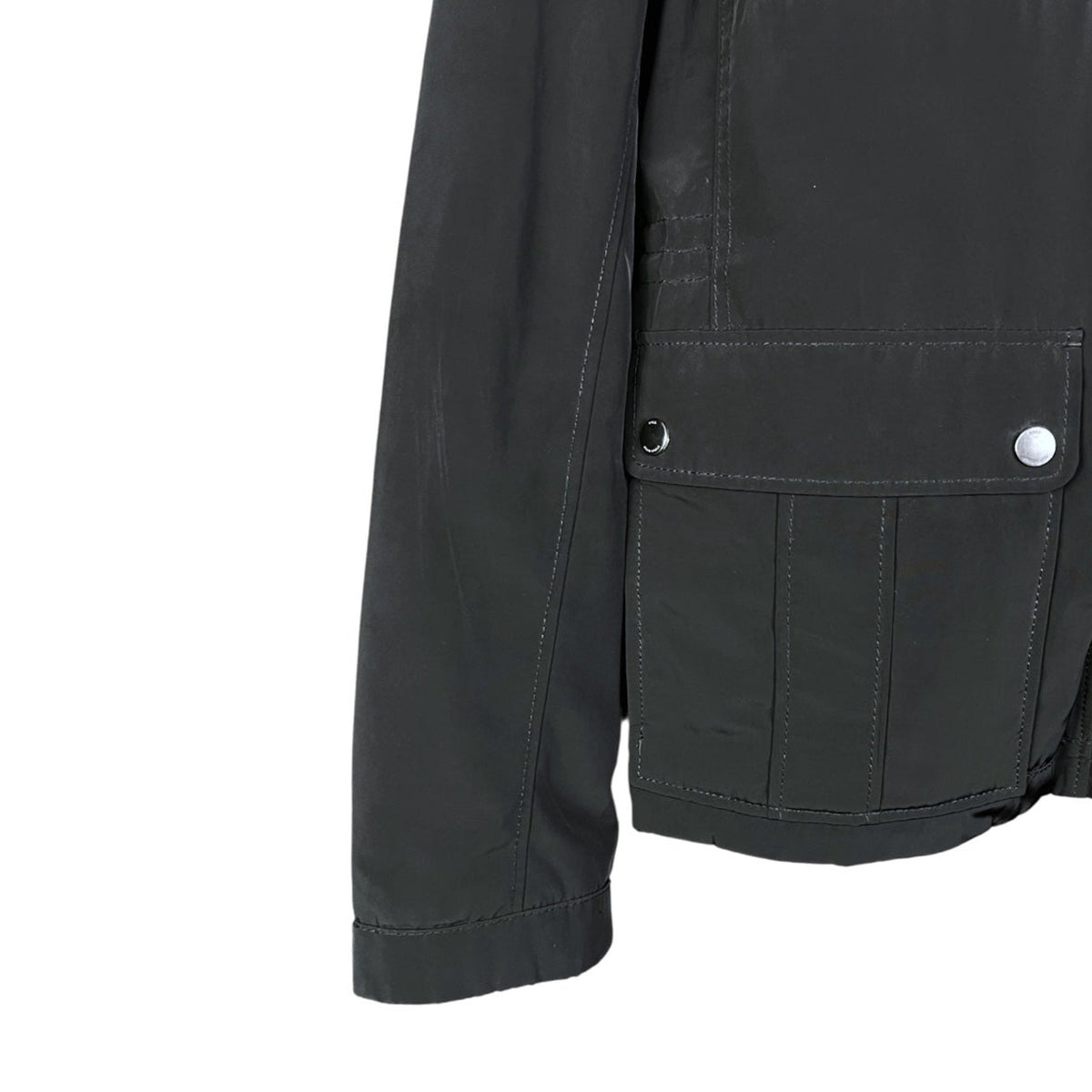 Hugo Boss Men's Black Field Jacket Military Utility Coat Pocket Zip Snap 42R
