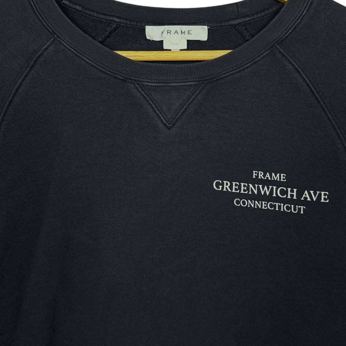 Frame Greenwich Ave Connecticut Navy Blue Men's XL Crewneck Sweatshirt Quiet Lux