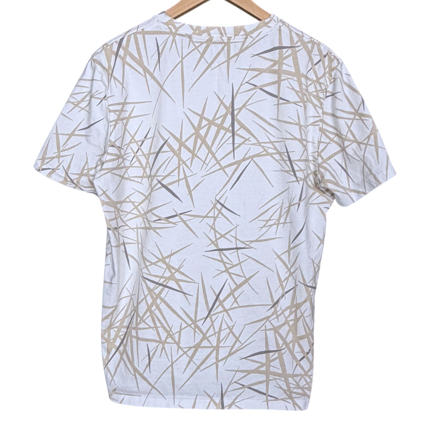 Theory Shirt Men’s Large White Tan Short Sleeve T-Shirt Tropical Preppy Casual