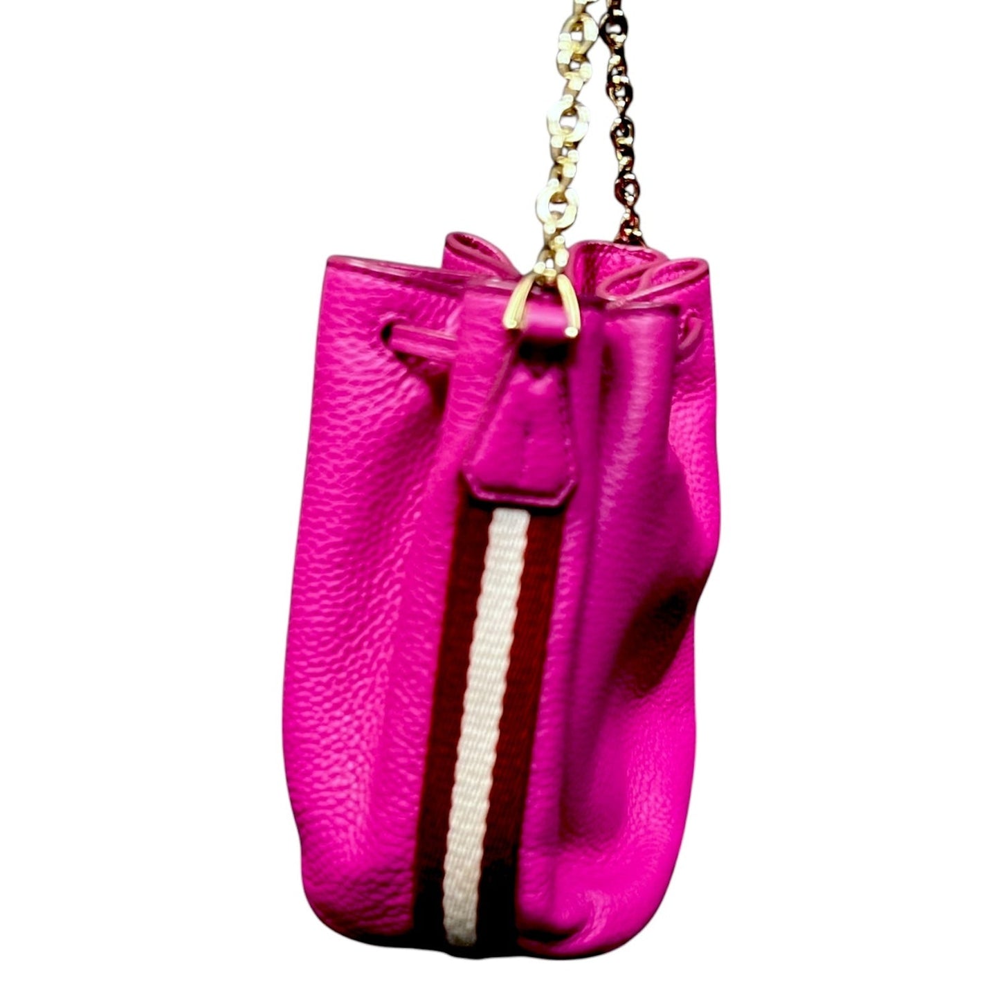 Bally Mini Top Handle Pink Pebbled Drawstring Bucket Bag $795 Retail Luxury