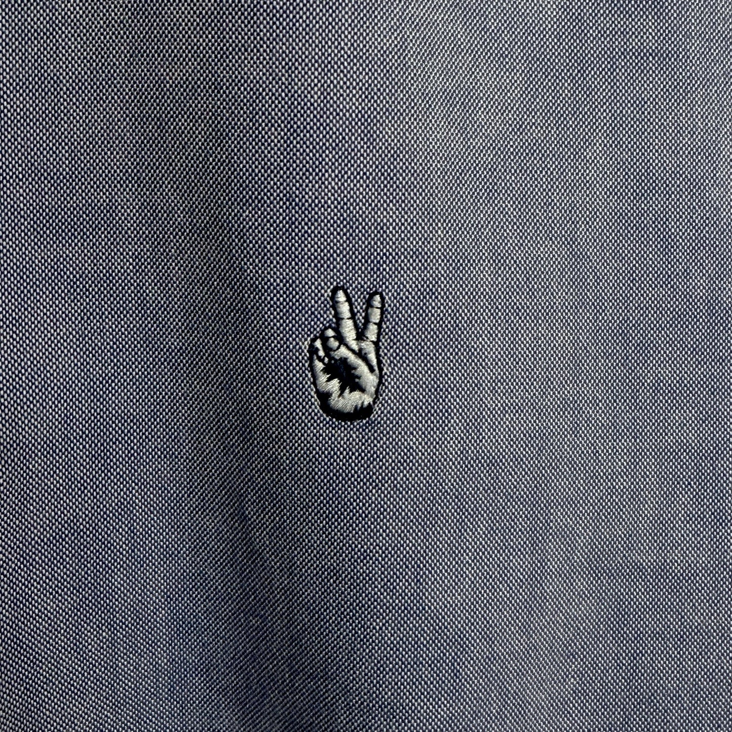 John Varvatos USA Light Blue Chambray Peace Logo Men's M Button Down Shirt