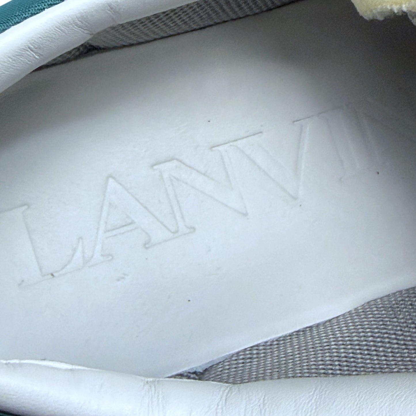 Lanvin Women's 37 Peacock Blue White Bumper Suede Leather Lace Up Sneakers US 6