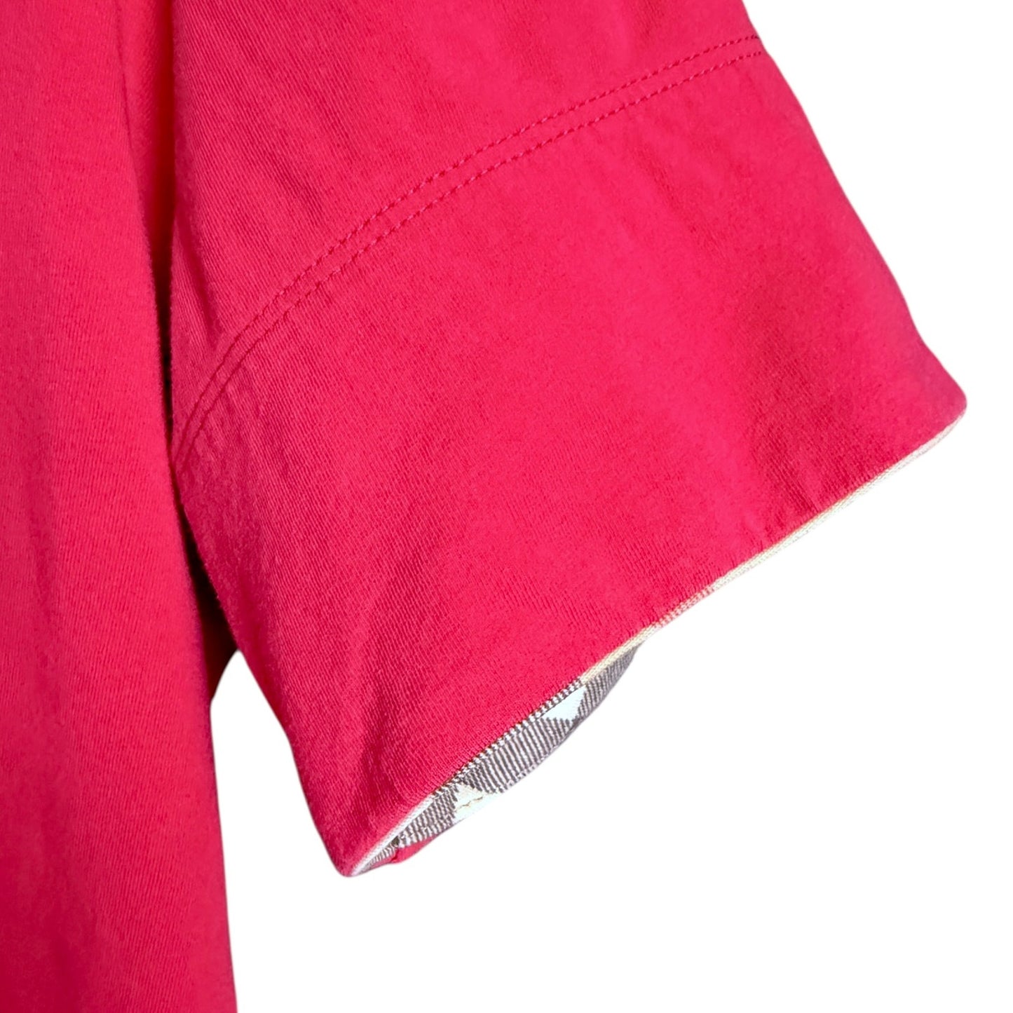 Burberry Brit Dark Pink Nova Check Cuff Women's Small T-Shirt Top $290 Retail