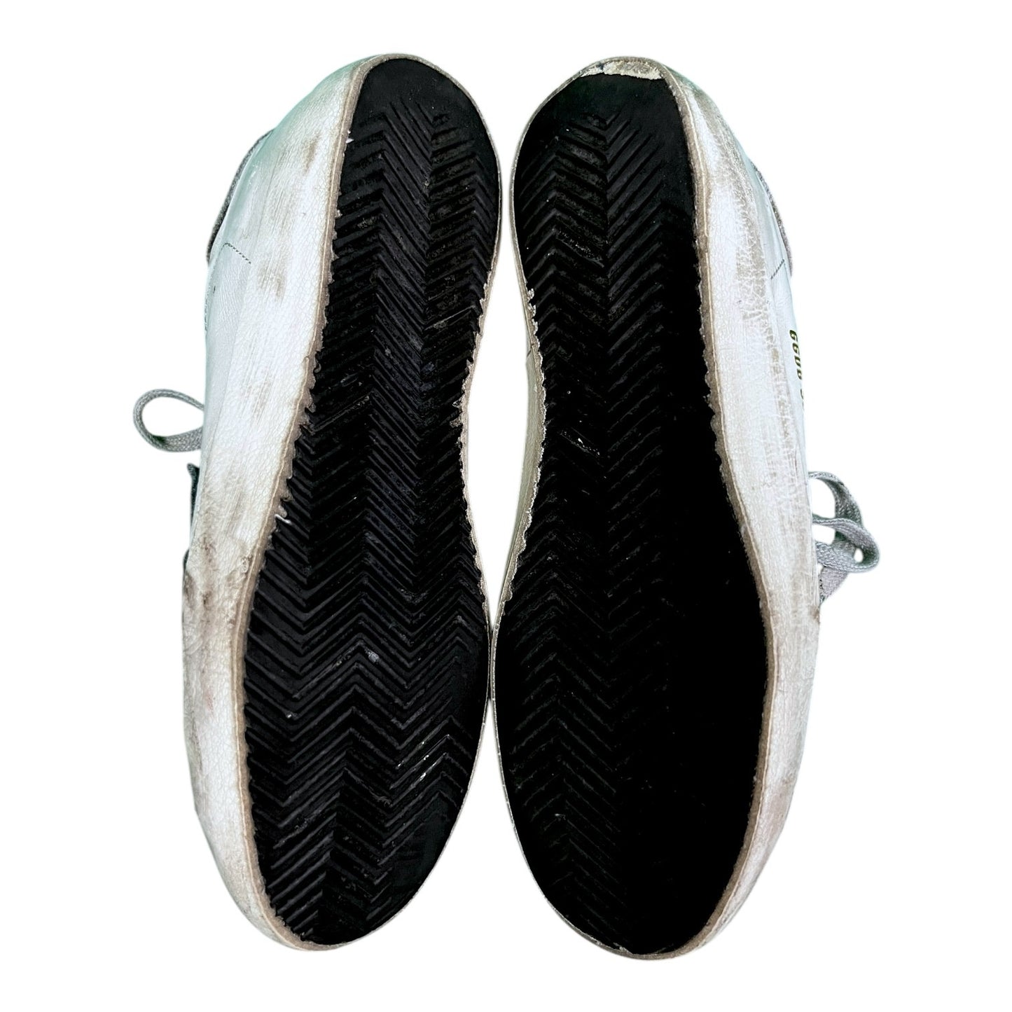 Golden Goose Superstar Distressed Leather Sneakers White Silver - $530 Retail
