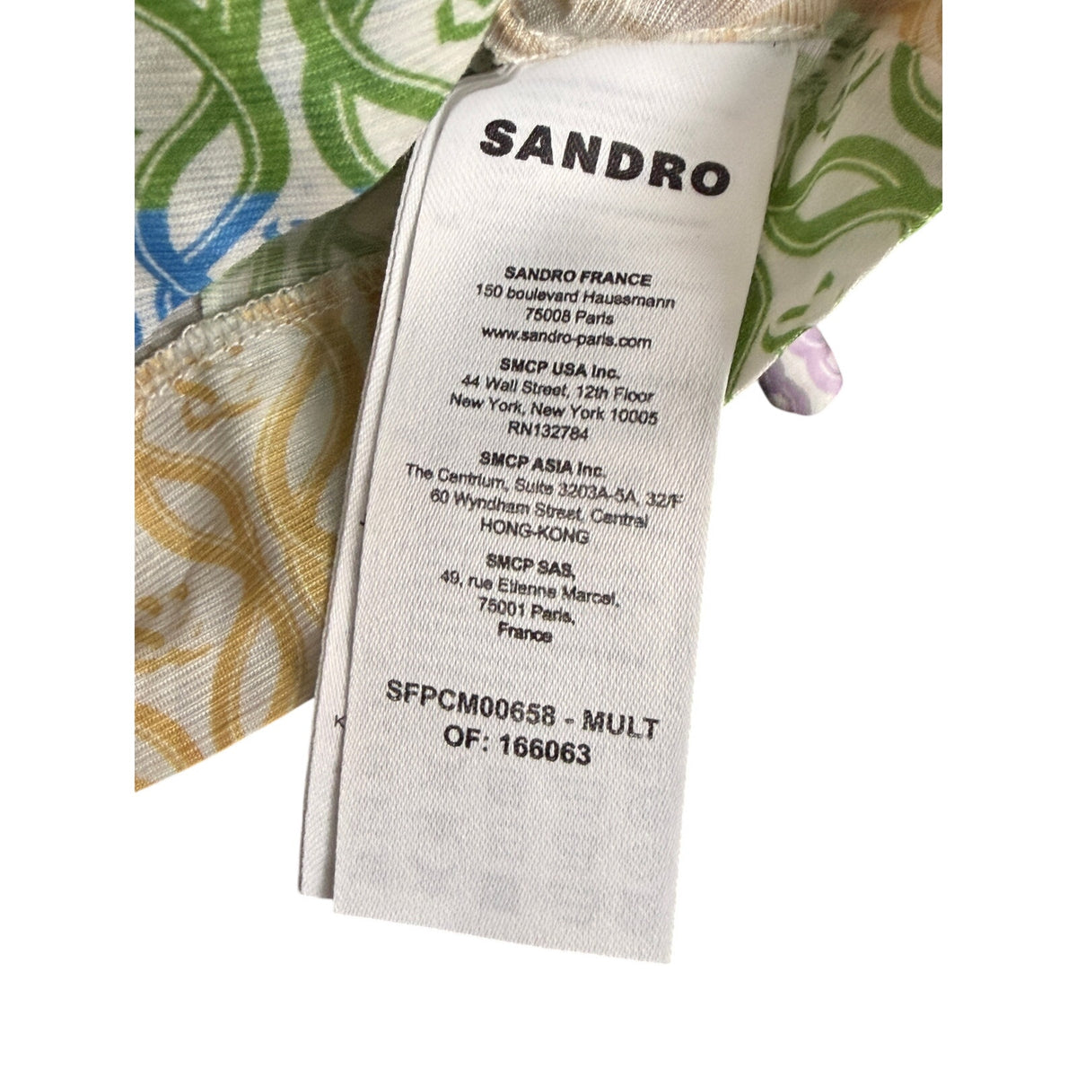 Sandro Multicolor Square SS Logo Leona Women's Small Crop Top Vacation Luxury