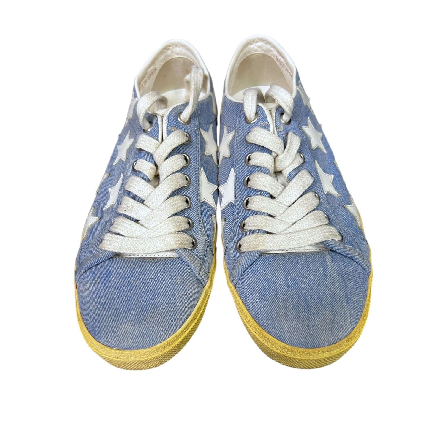 Saint Laurent EU 37 US 7 Denim White Star Court Classic Sneakers $780 Retail