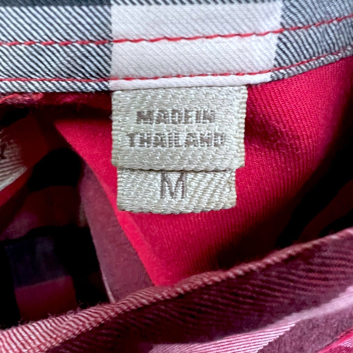Burberry Brit Red Classic Check Print Men's Medium Button-Down Shirt Preppy Lux