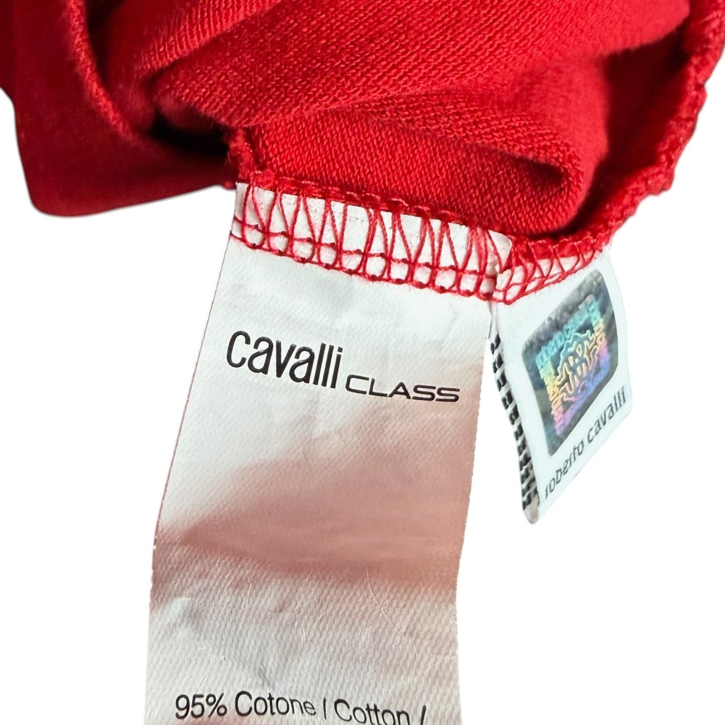 Cavalli Class Men's XL Red Embroidered Logo Polo Shirt Casual Preppy Luxury