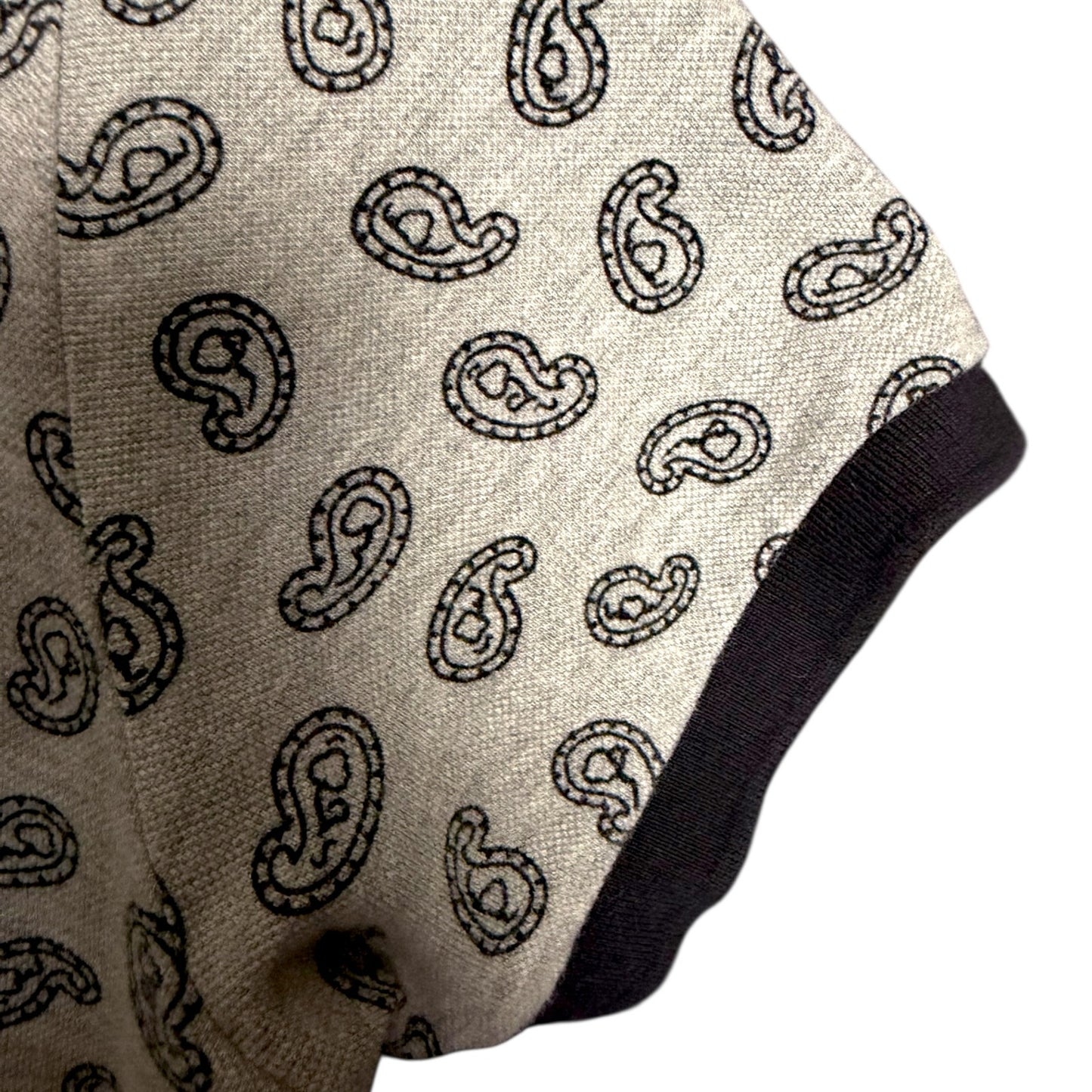 Marc Jacobs Paisley Print Gray Polo Navy Blue Trim Mens Large Preppy Work Casual