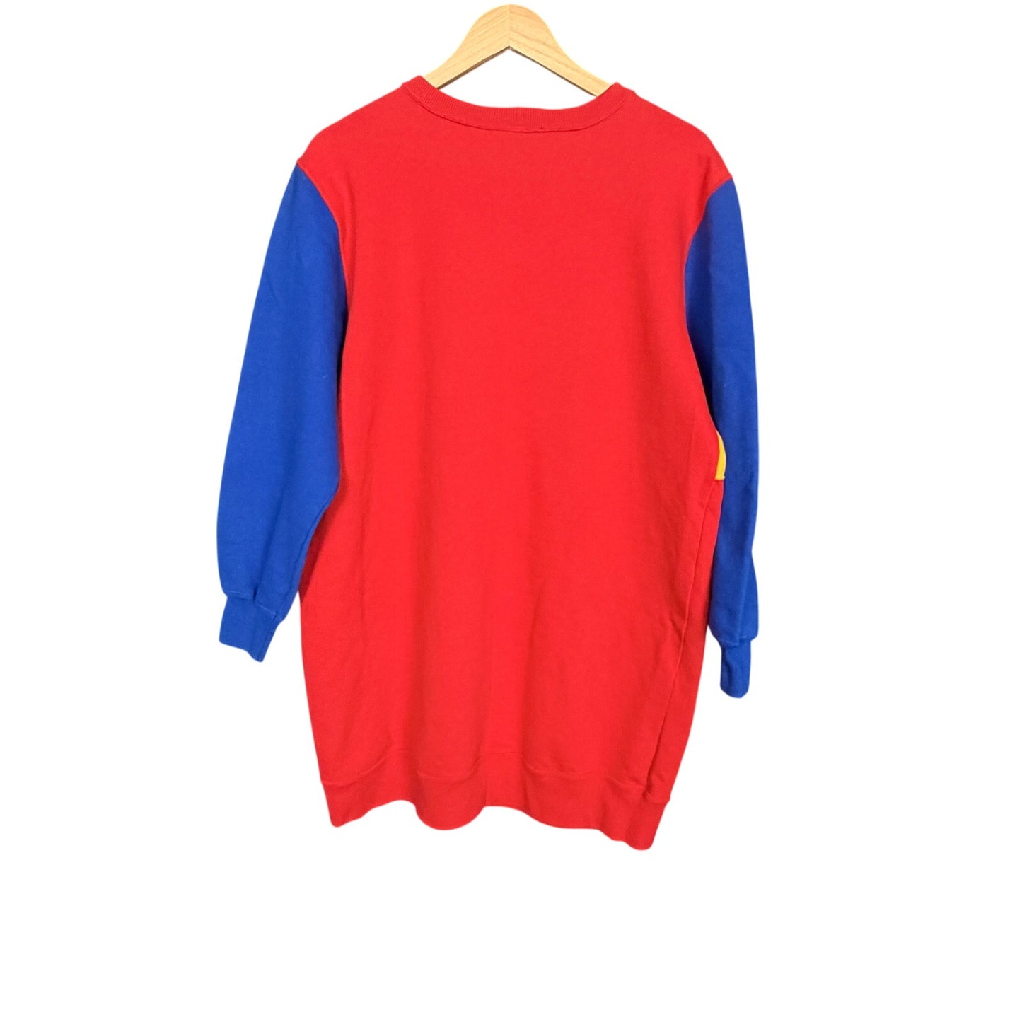 Vintage Polo Sport Ralph Lauren Women's Red Yellow Blue Sweatshirt Dress - L