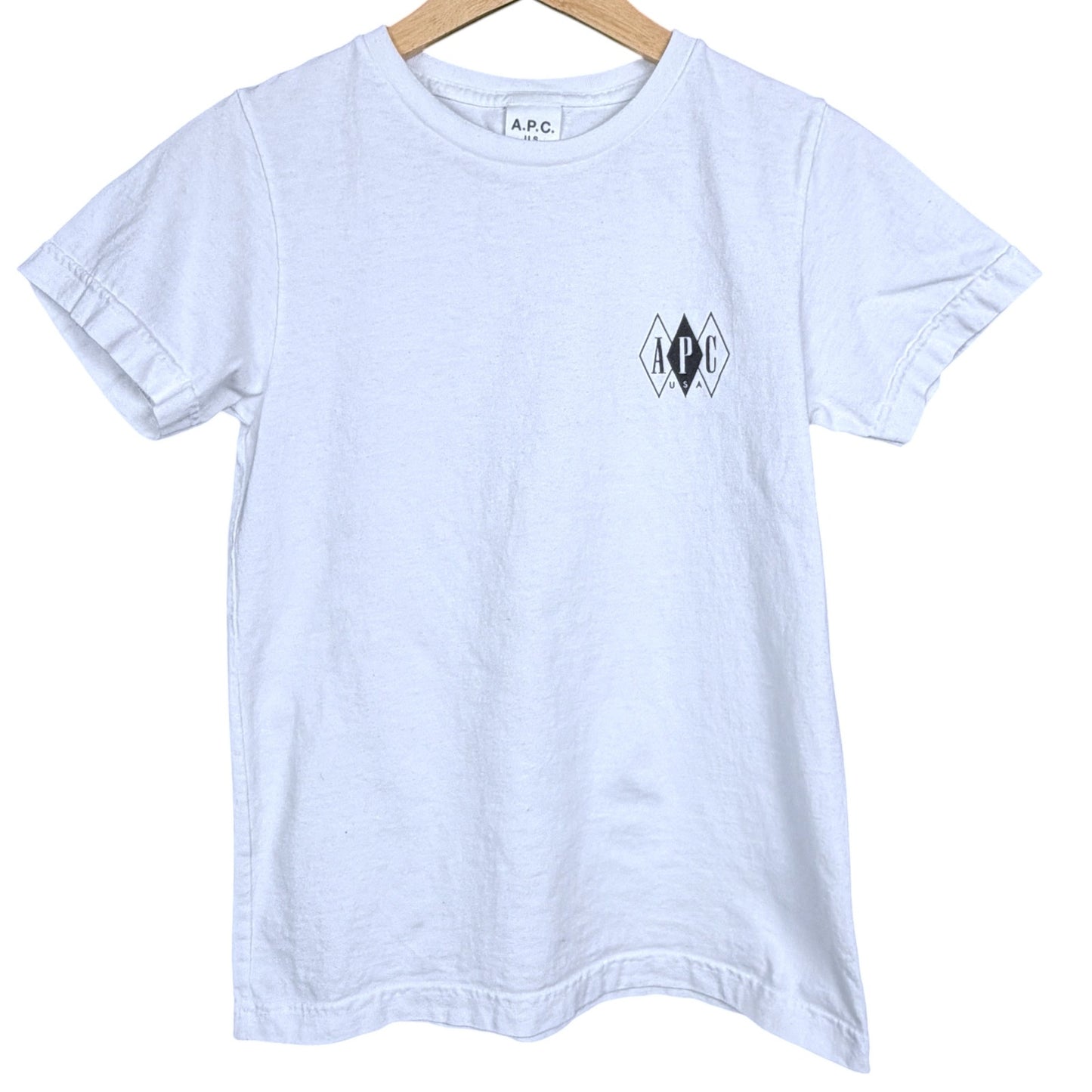 A.P.C. APC Abram Women's XS White 100% Cotton Logo T-Shirt Streetwear EUC