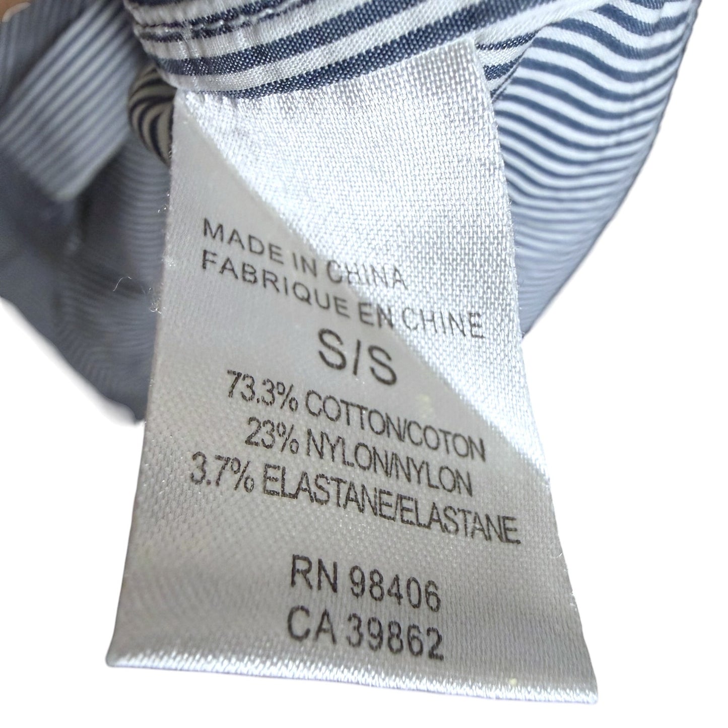 Theory Striped Button Down Dress Casual Shirt Mens Small White Blue Work Office
