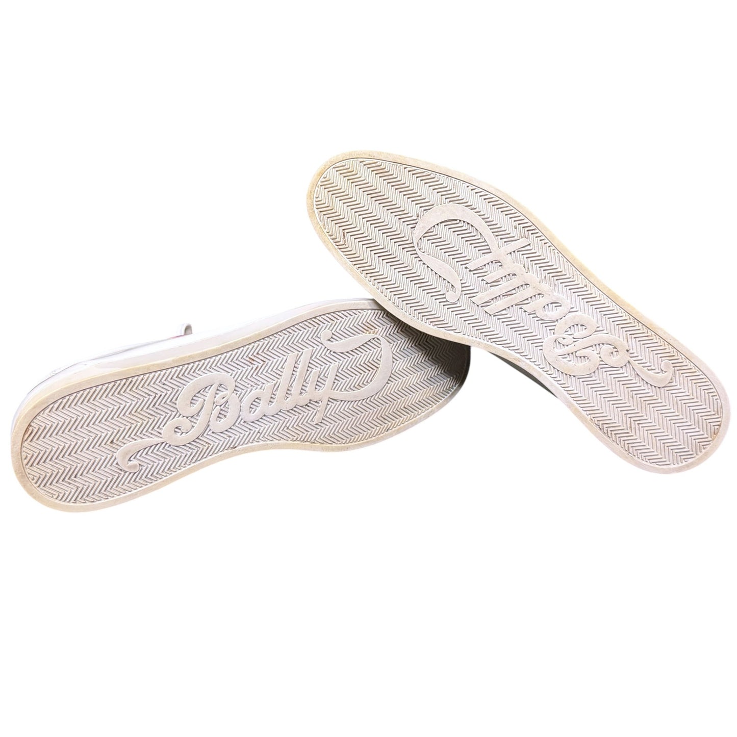 Bally White Patent Leather Men's 11 Cursive Logo Spellout Sneakers Luxury Rare