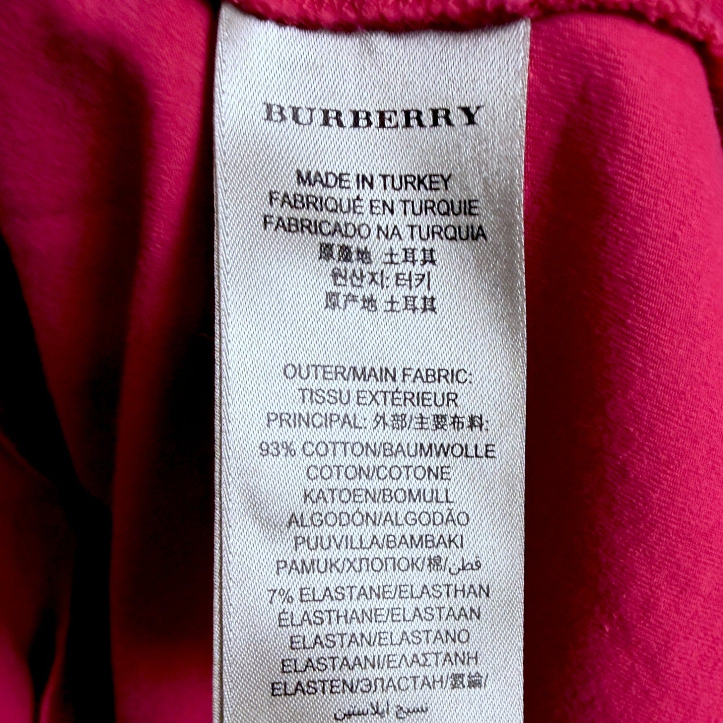 Burberry Brit Dark Pink Nova Check Cuff Women's Small T-Shirt Top $290 Retail