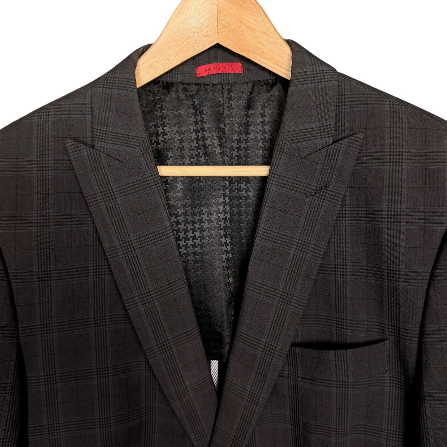 John Varvatos USA Men's 40R Dark Gray Blue Plaid Blazer Sport Coat Jacket