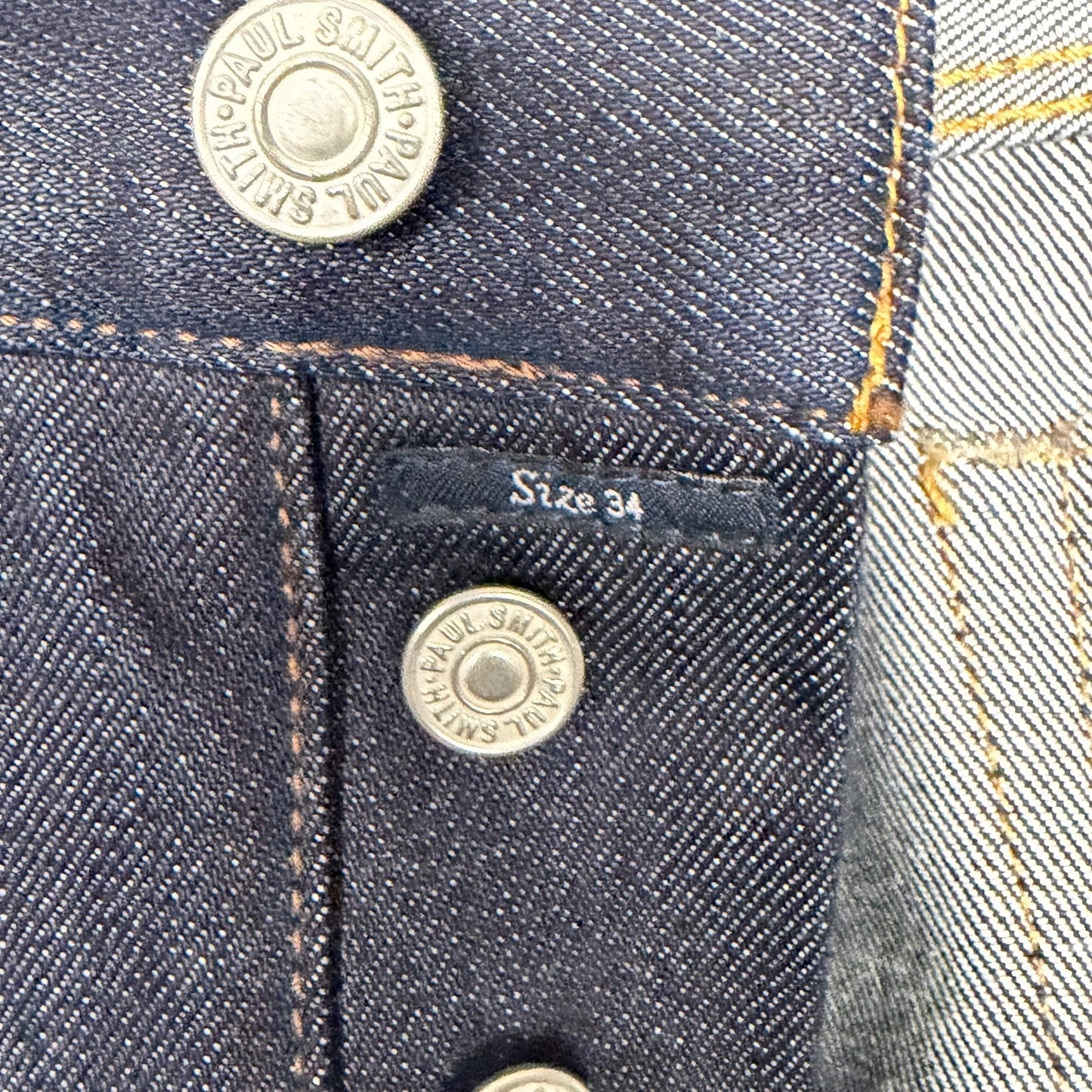 Paul Smith Jeans W36 Blue Dark Denim Slim Straight Selvedge Raw Indigo Casual