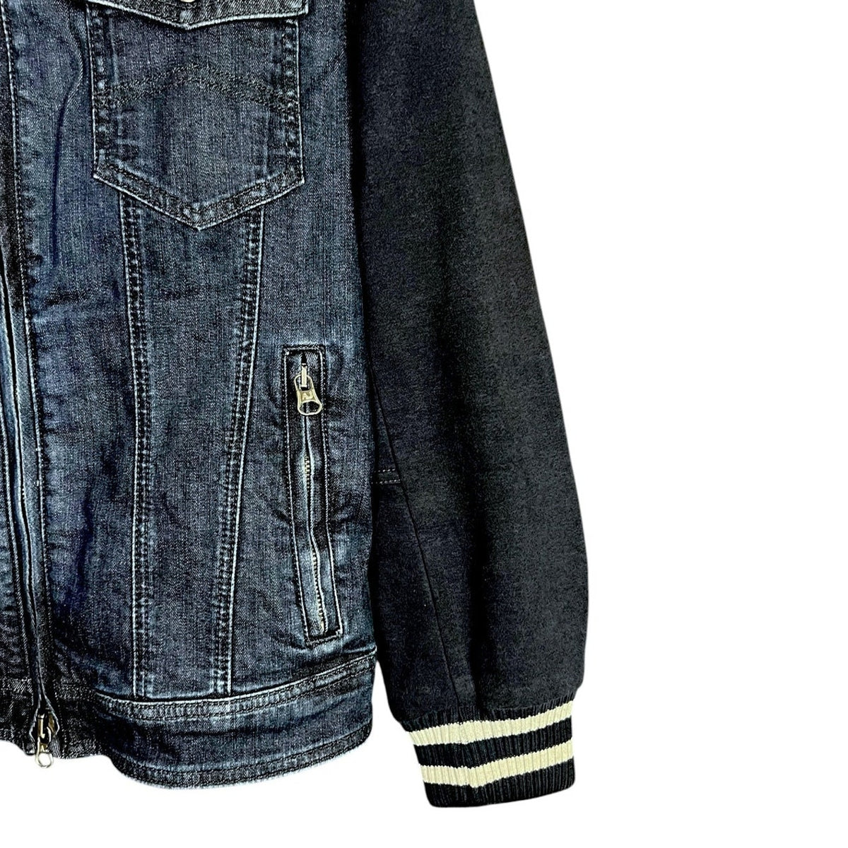 Armani Jeans Varsity Style Zip-Up Denim Jacket Men's Small $325 Retail Luxury