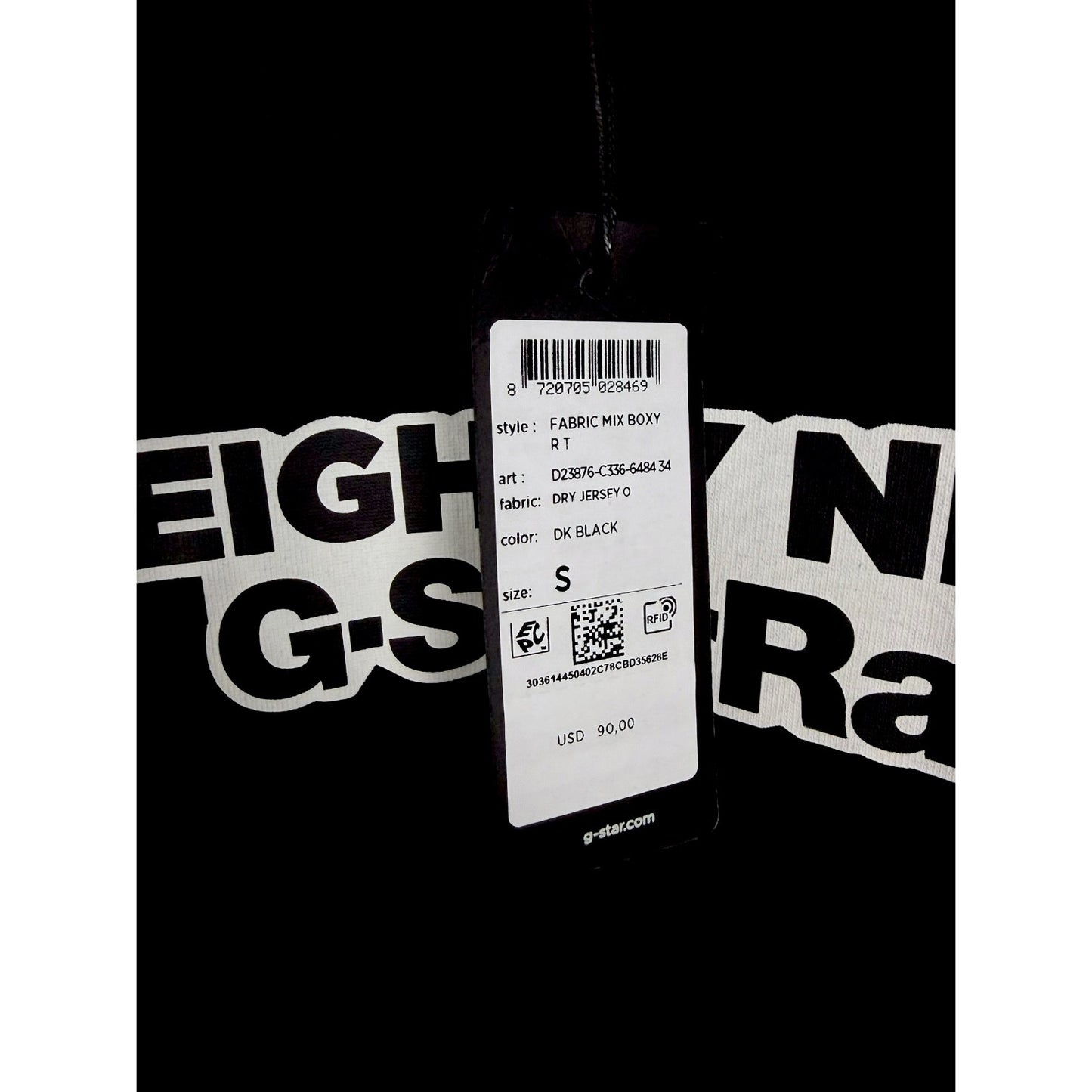 G-Star RAW Mens Black Fabric Mix Boxy T-shirt Oversize Fit Pouch Sold Out NWT S