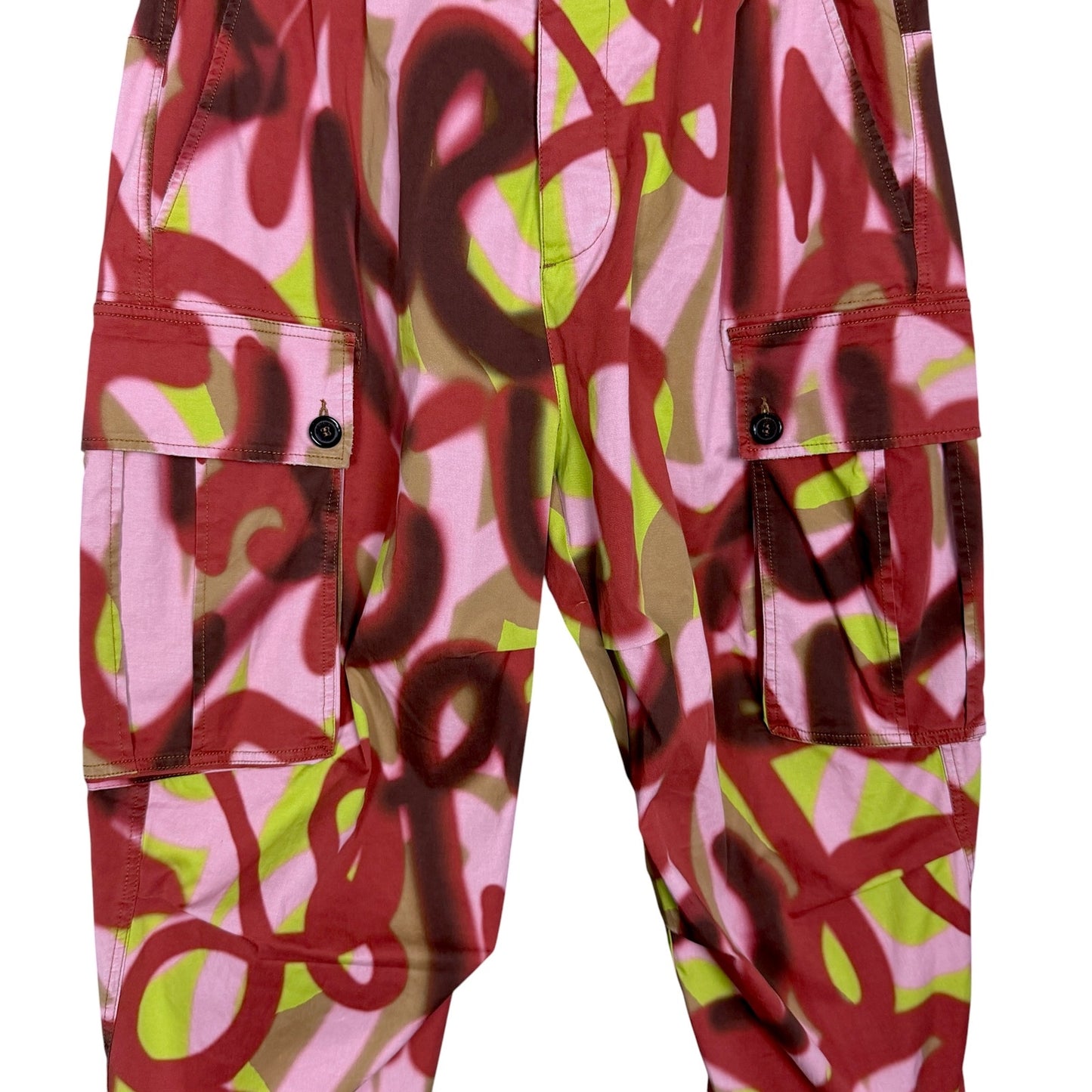Dsquared2 Graffiti Print Men's Size 48 Pink Red Cargo Pants Joggers $916 Retail