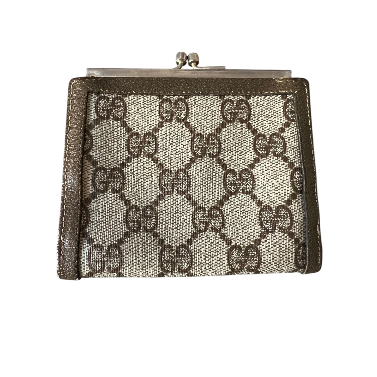 Vintage Gucci Brown Logo Bi-Fold Wallet with Change Purse - $250 Retail